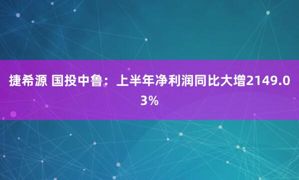 捷希源 国投中鲁：上半年净利润同比大增2149.03%